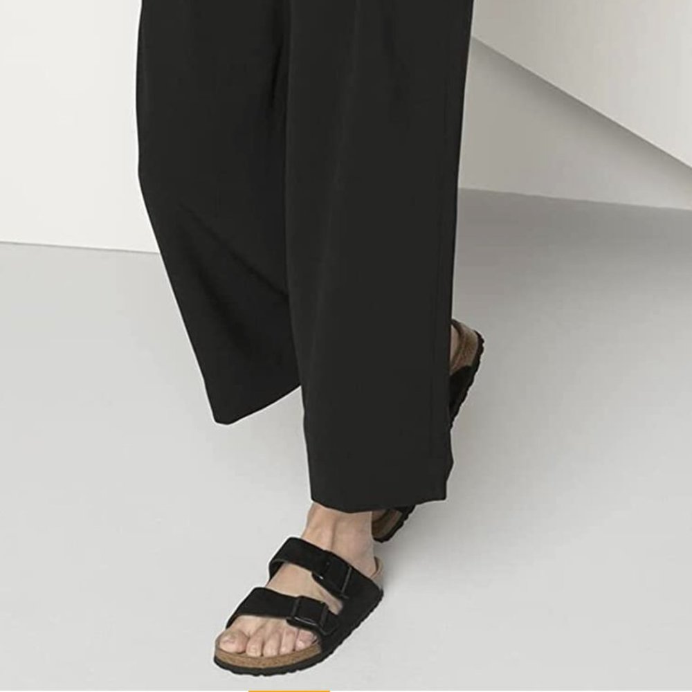 Birkenstock Arizona Soft Footbed Black Suede Leather, Size 39